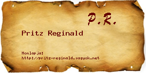 Pritz Reginald névjegykártya